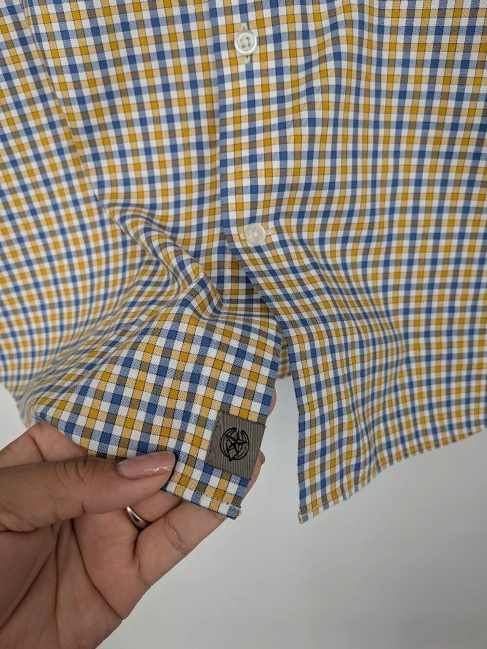 Banana Republic Untucked Slim Fit Gingham Button Up Shirt Non Iron Office Large